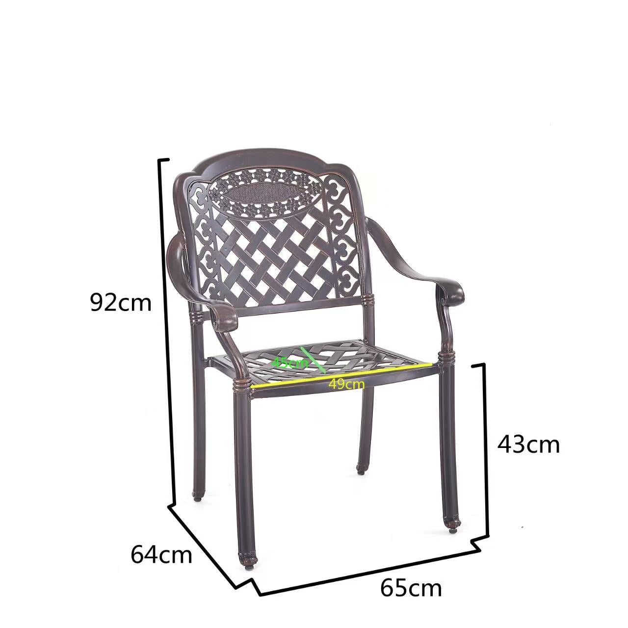 5-Piece Round Cast Aluminum Patio Dining Set with Built-In Charcoal BBQ Grill