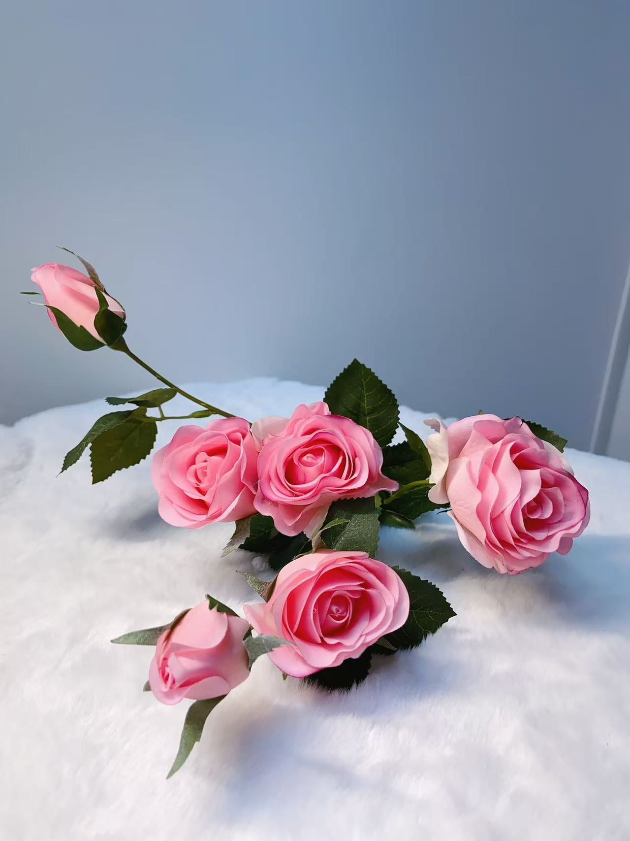 Rose Artifical Flowers With Realistic Texture (with 6 Heads)