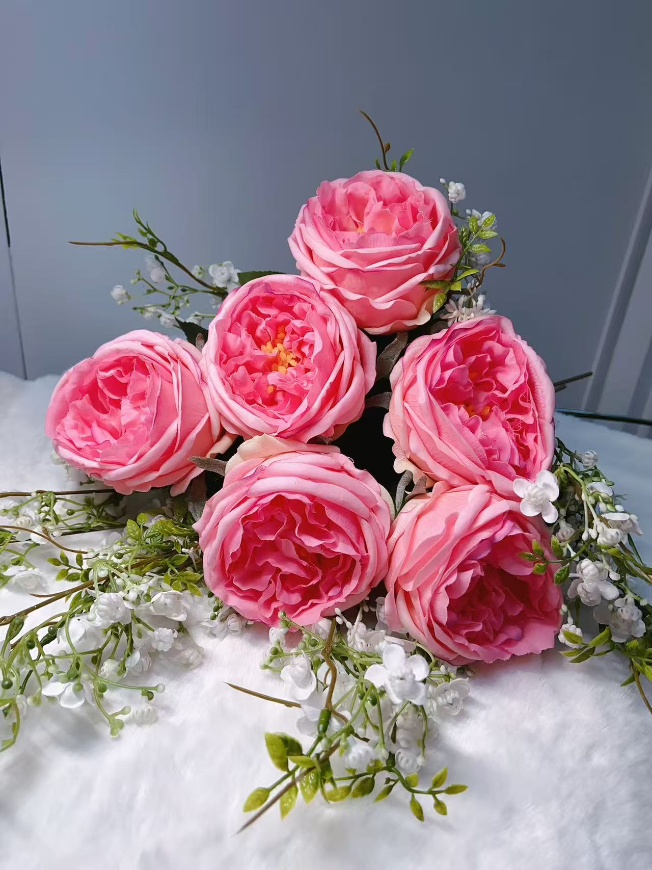 Rose Artifical Flowers With Realistic Texture (with 6 Heads)