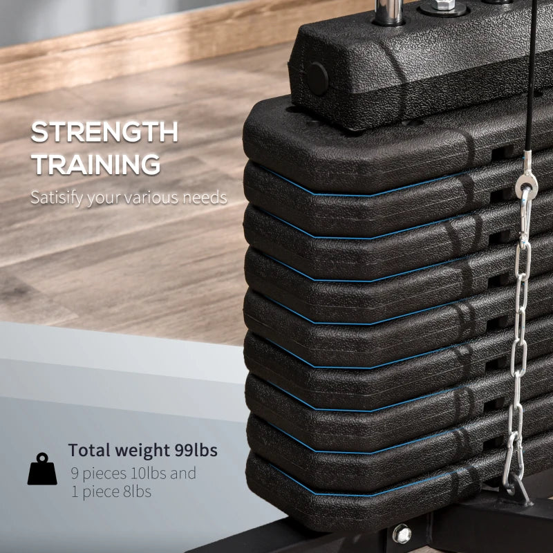 Multifunction Home Power Exercise Gym System Weight Training Exercise Workout Station Fitness Strength Machine for Whole Body Training Black 4.7