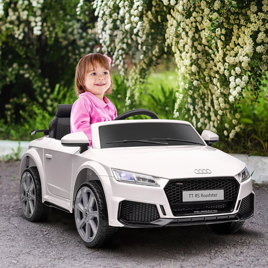 Kids Ride-On Car 6V Battery Powered Vehicle Perfect Gift For Kids with Remote Control, Suspension Wheel, Adjustable Speed, Audi TT RS Roadster,White