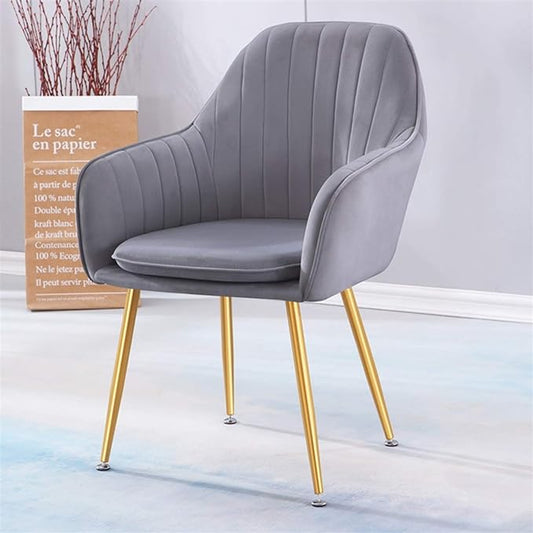 MMW Fabric Dining Chairs Desk Chair Breathable Flannel Modern Dining Chair with backrest with Pillow Adjustable Metal feet for Restaurant, Coffee Shop, Dark Gray