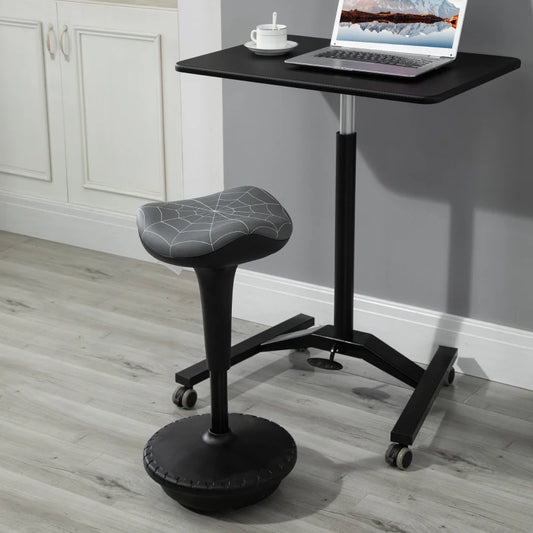Office Chair Lift Wobble Stool Standing Chair 360° Swivel, Tilting, with Adjustable Height and Saddle Seat, Grey