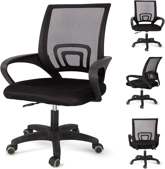 MMW Set of 2 Office Chairs Mid Back Swivel Lumbar Support Desk Chairs Computer Ergonomic Mesh Chairs with Armrests