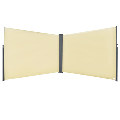 Patio Retractable Double Side Awning, Folding Privacy Screen Fence, Privacy Wall Corner Divider, Garden Outdoor Sun Shade Wind Screen, Indoor Room Divider, Awning Fence, Beige