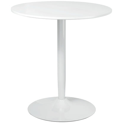 Round Dining Table for 2, Modern Kitchen Table with Painted Top and Steel Base for Living Room, Dining Room, White