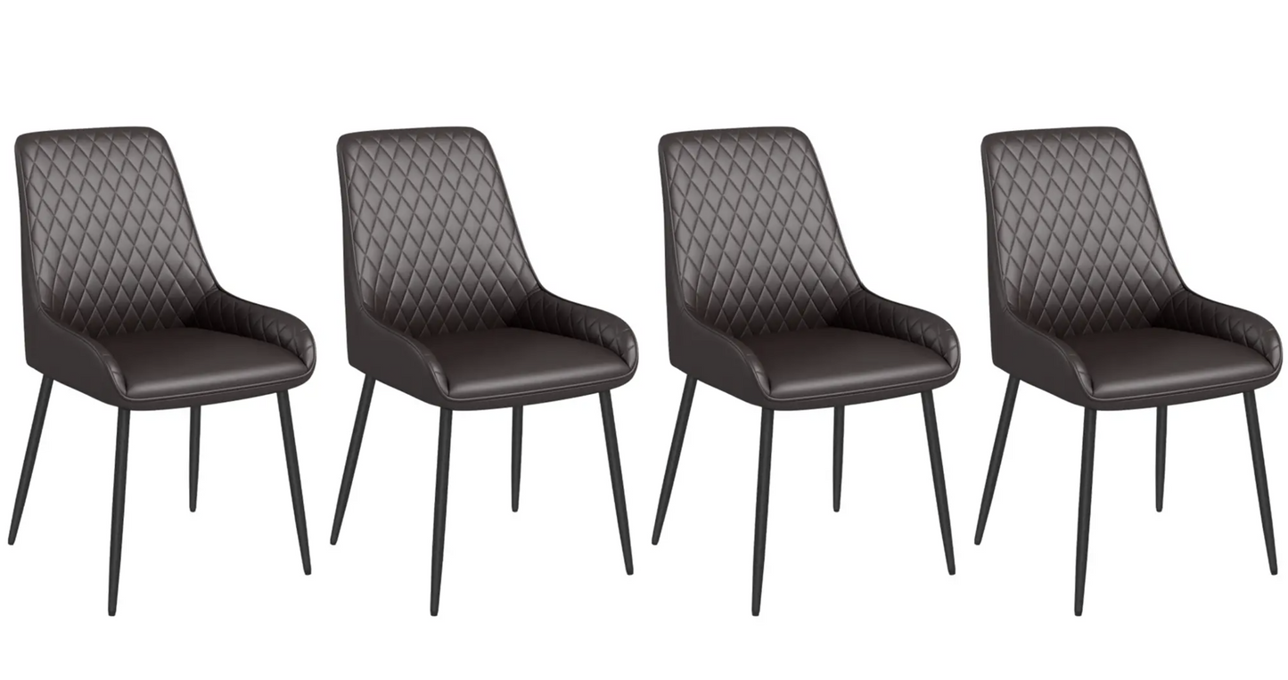 Modern PU Leather Dining Chairs with Steel Legs – Tufted High Back Design (Single)