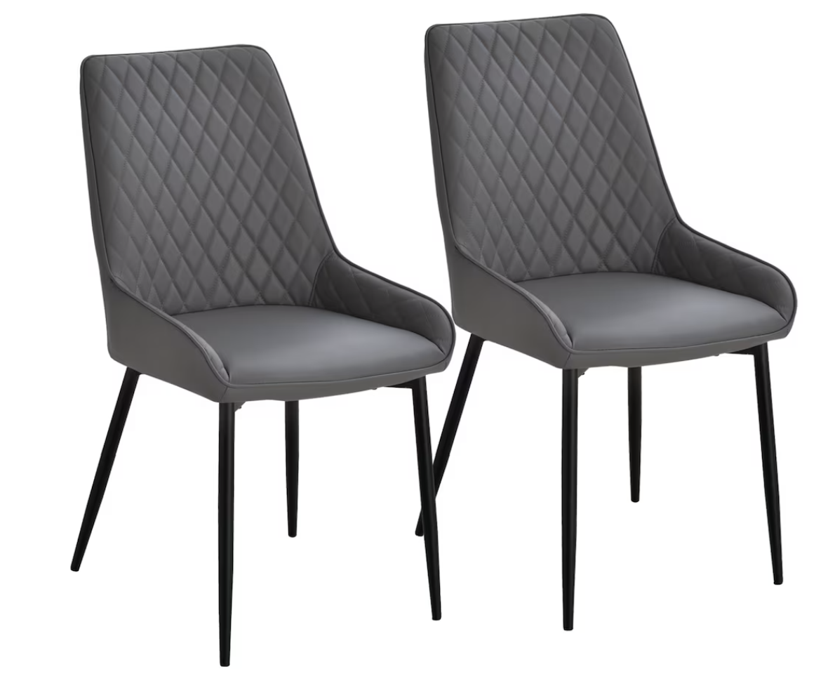Modern PU Leather Dining Chairs with Steel Legs – Tufted High Back Design (Single)