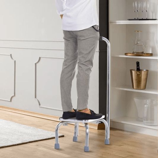 Step Stool with Handle for Adults and Seniors, Heavy Duty Metal Foot Step Stool for Elderly, Portable Stool with Anti-slip Design