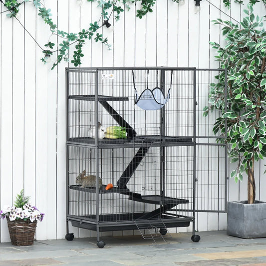 5-Tier Rolling Small Animal Cage, Deluxe Guinea Pig Cage, Ferret Cage for Mink Chinchilla Kitten Rabbit