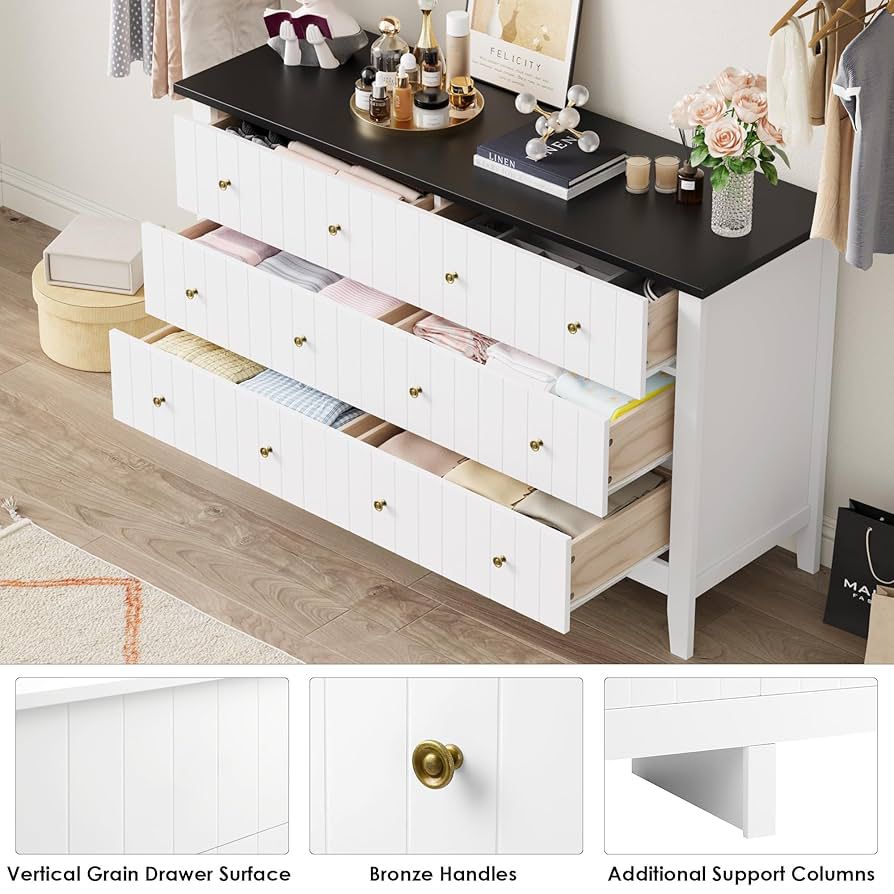6-Drawer Modern Dresser, Chest of Drawers with Round Handle, Bedroom Storage Cabinet