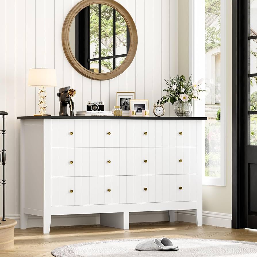 6-Drawer Modern Dresser, Chest of Drawers with Round Handle, Bedroom Storage Cabinet