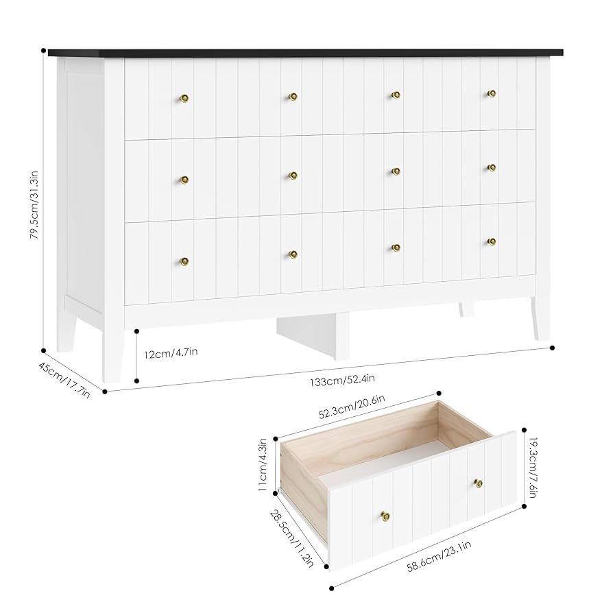 6-Drawer Modern Dresser, Chest of Drawers with Round Handle, Bedroom Storage Cabinet