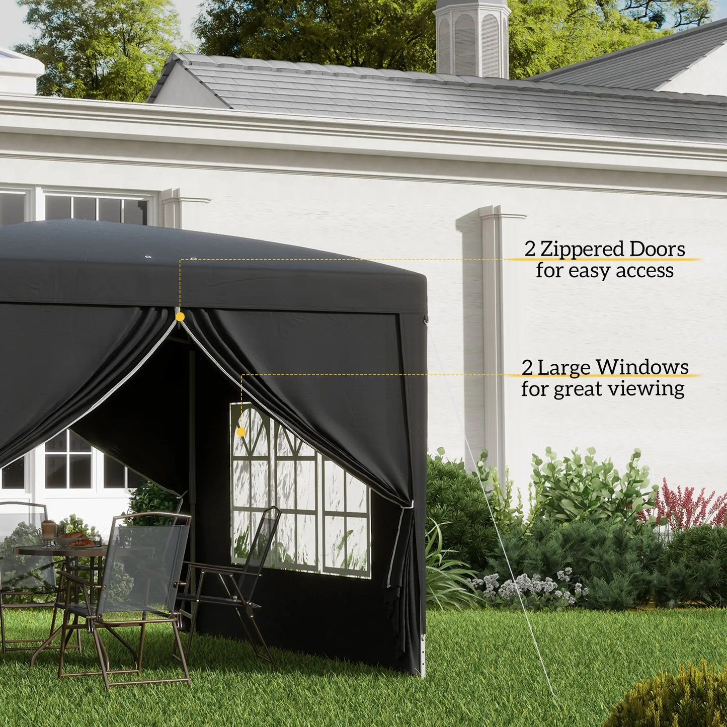 10x10 Pop-Up Canopy Tent with Sidewalls & Mesh Screens