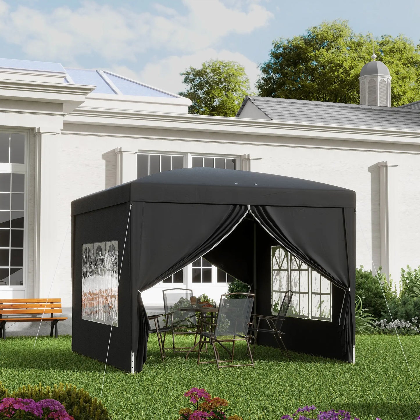 10x10 Pop-Up Canopy Tent with Sidewalls & Mesh Screens
