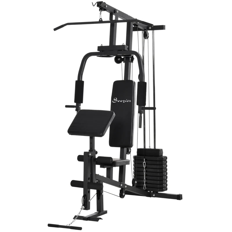Multifunction Home Power Exercise Gym System Weight Training Exercise Workout Station Fitness Strength Machine for Whole Body Training Black 4.7