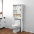 66.93" H Farmhouse White Over-The-Toilet Storage Cabinet with Sliding Barn Door Multi Market World Inc.