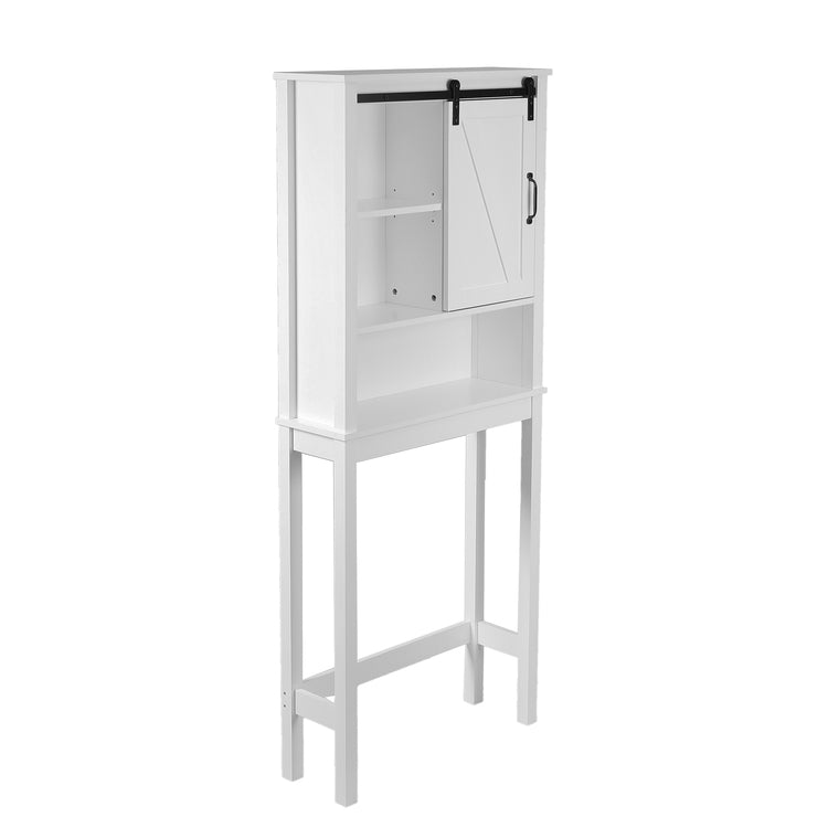 66.93" H Farmhouse White Over-The-Toilet Storage Cabinet with Sliding Barn Door Multi Market World Inc.