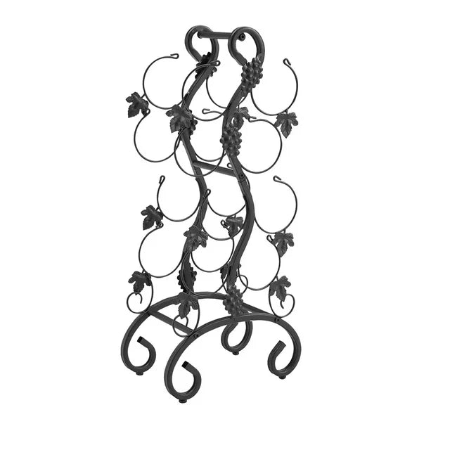 Metal Grapevine 10-Bottle Wine Rack - Free Standing Metal Wine Holder Countertop & Floor Display Multi Market World Inc.