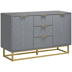 Sideboard Storage Cabinet with 3 Drawers, Adjustable Shelves and Doors, Kitchen Buffet Cabinet for Dining Room, Grey Multi Market World Inc.