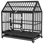 49" Heavy Duty Dog Crate with Removable Tray, Doors, Openable Roof, for Large and Extra Large Dogs, Black Multi Market World Inc.