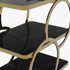 Luxury Gold Iron 3-Tier Bar Cart with Wheels & Handle Multi Market World Inc.