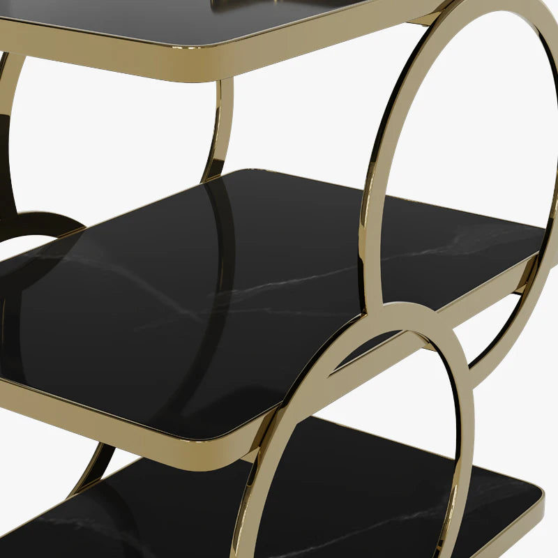 Luxury Gold Iron 3-Tier Bar Cart with Wheels & Handle Multi Market World Inc.