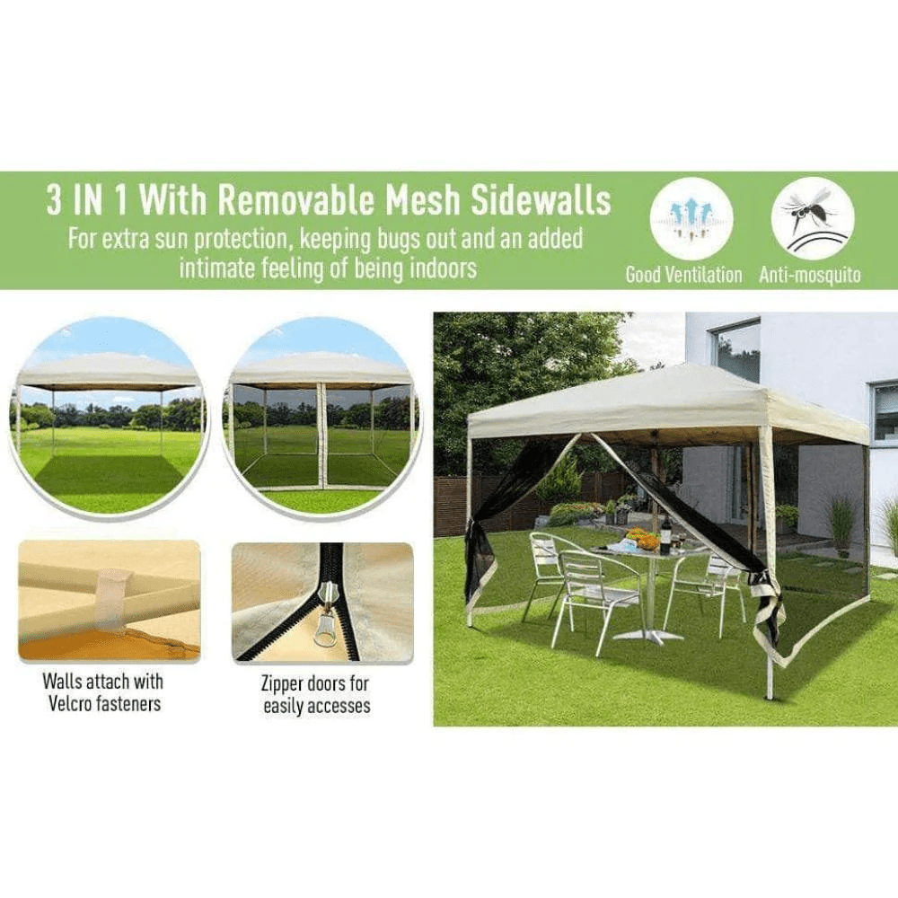10'x10' Outdoor Canopy Tent - Portable Canopy Tent - Instant Canopy With Mosquito Net - Pop Up Canopy With Netting
