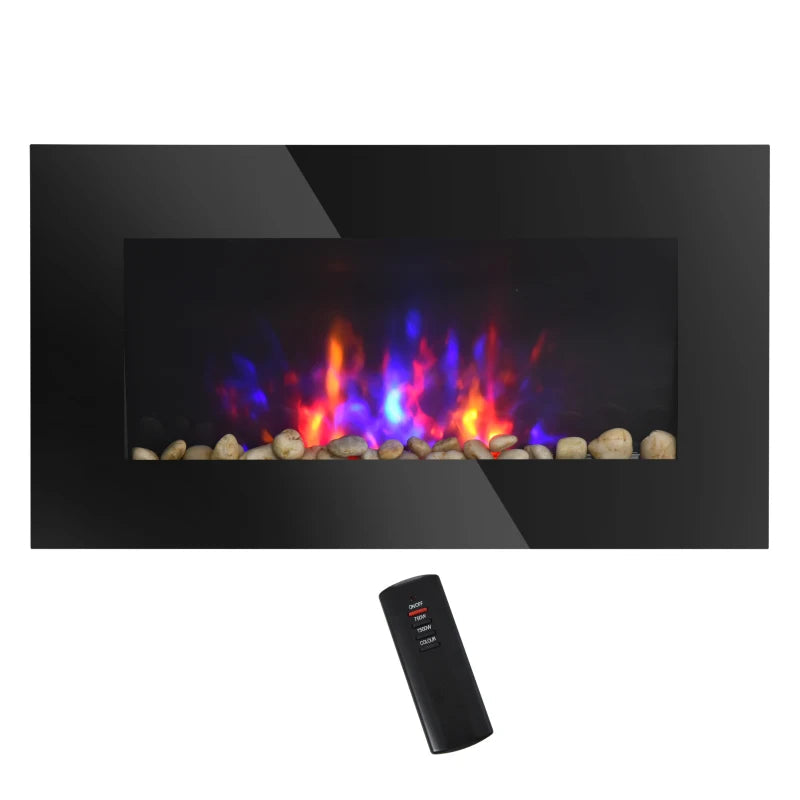 1500W Electric Fireplace Heater Wall Mounted With Remote Control LED Flame 7 Color Multi Market World Inc.