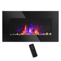 1500W Electric Fireplace Heater Wall Mounted With Remote Control LED Flame 7 Color Multi Market World Inc.