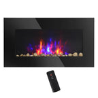 1500W Electric Fireplace Heater Wall Mounted With Remote Control LED Flame 7 Color Multi Market World Inc.