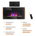 1500W Electric Fireplace Heater Wall Mounted With Remote Control LED Flame 7 Color Multi Market World Inc.