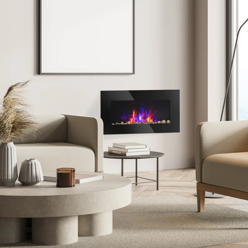 1500W Electric Fireplace Heater Wall Mounted With Remote Control LED Flame 7 Color Multi Market World Inc.