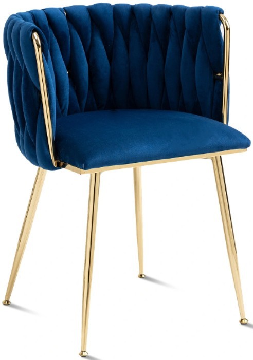MMW Velvet Dining Chair with Gold Metal Legs - Upholstered Tufted Accent Chair for Dining Room, Living Room, and Bedroom