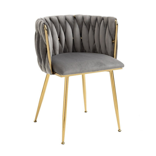 MMW Velvet Dining Chair with Gold Metal Legs - Upholstered Tufted Accent Chair for Dining Room, Living Room, and Bedroom