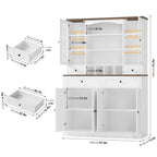 70.9'' Kitchen Pantry Cabinet, Freestanding Cupboard with Removable Wine Rack and Shelves, for Living Dining Room, White Multi Market World Inc.
