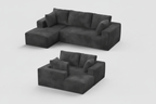 106” Cloud Sectional Couch - Modular Corduroy L-Shaped Sofa - Boneless Deep Seat Couch with Chaise - No Assembly Required - Dark Grey Multi Market World Inc.