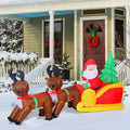 7' Inflatable Christmas Santa in Sleigh Reindeer LED Lighted Decoration Multi Market World Inc.