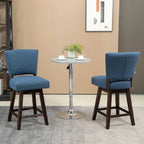 Swivel Bar Stool, Counter Height Barstool with Back, Rubber Wood Legs and Footrest, for Kitchen, Dining Room, Pub, Dark Blue Multi Market World Inc.