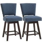 Swivel Bar Stool, Counter Height Barstool with Back, Rubber Wood Legs and Footrest, for Kitchen, Dining Room, Pub, Dark Blue Multi Market World Inc.