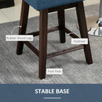 Swivel Bar Stool, Counter Height Barstool with Back, Rubber Wood Legs and Footrest, for Kitchen, Dining Room, Pub, Dark Blue Multi Market World Inc.