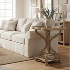 French Country Scalloped Wood Side Table with Pedestal Base, Wooden End Table/ Coffee Table Multi Market World Inc.