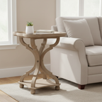 French Country Scalloped Wood Side Table with Pedestal Base, Wooden End Table/ Coffee Table Multi Market World Inc.