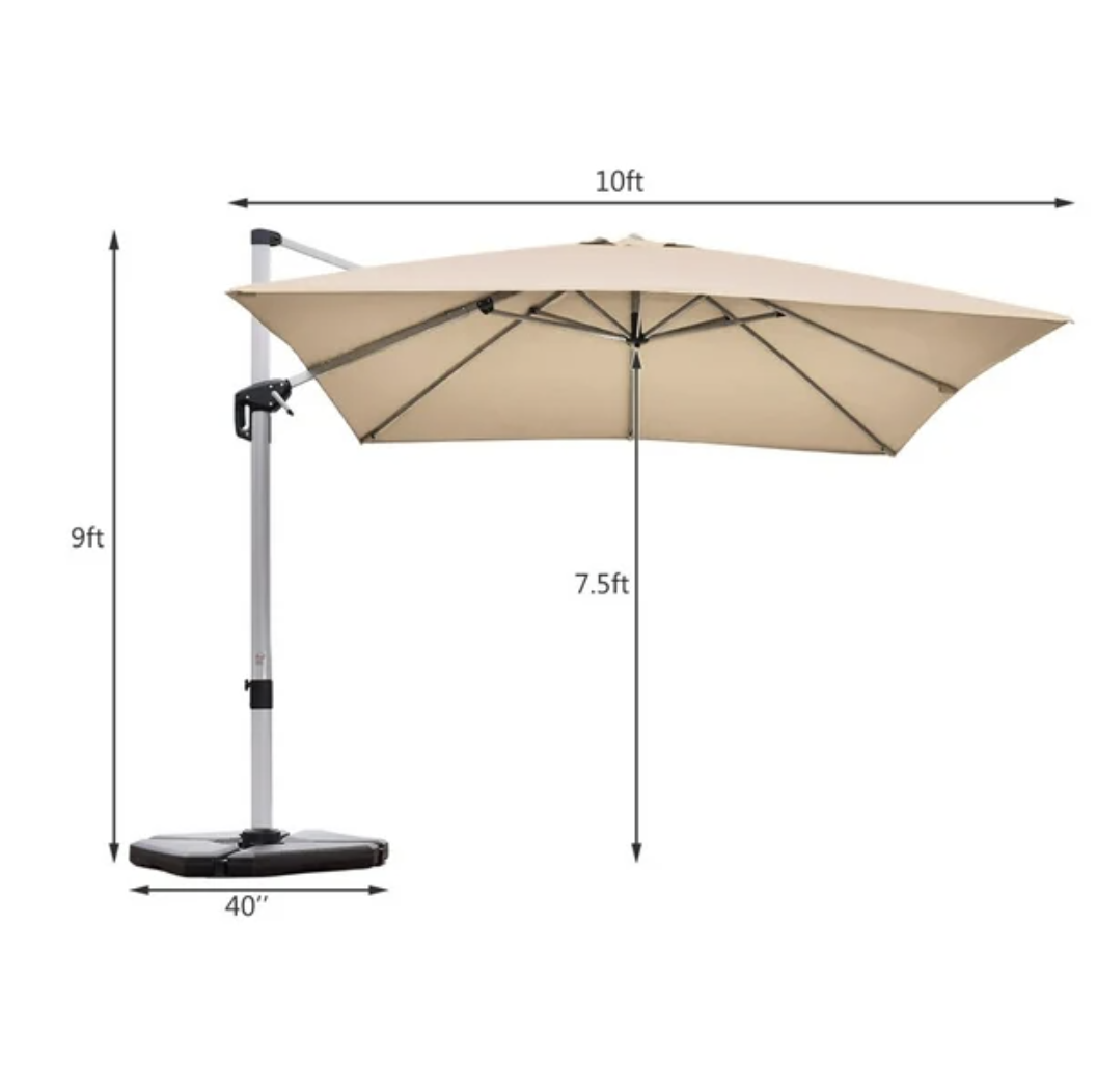 10FT Square Cantilever Patio Umbrella – Beige