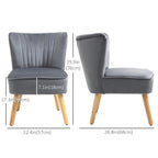 Velvet Armless Chair, Modern Accent Chair for Living Room with Wood Legs and Thick Padding, Grey Multi Market World Inc.