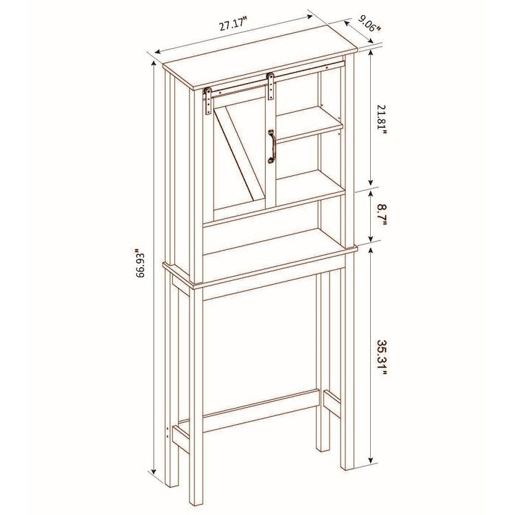 66.93" H Farmhouse White Over-The-Toilet Storage Cabinet with Sliding Barn Door Multi Market World Inc.