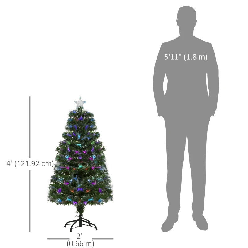 4ft Pre-Lit Optic Fiber Xmas Tree Artificial Spruce Tree Top Star Multi Market World Inc.
