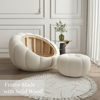 Pumpkin Swivel Accent Chair, Modern Lounge Sofa Round Barrel Chair, Wool Chair with Ottoman Multi Market World Inc.