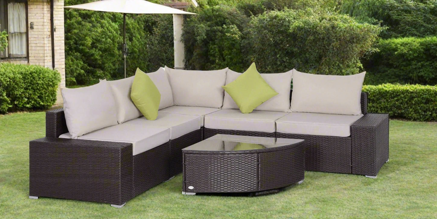 6 pcs Outdoor Wicker Sectioanal Set All Weather Wicker Rattan Patio Set