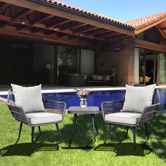 MMW 3 PC Outdoor Bistro Set Patio Rope Furniture Modern Bistro Conversation Set Multi Market World Inc.